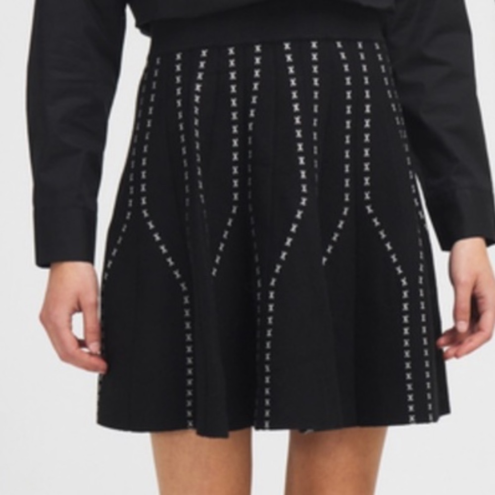 Molly Bracken Black Embellished Mini Skater Skirt
